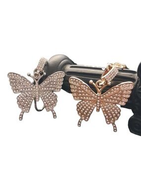 Butterfly Purse Charm Rhinestone Crystal Keychain 1pc